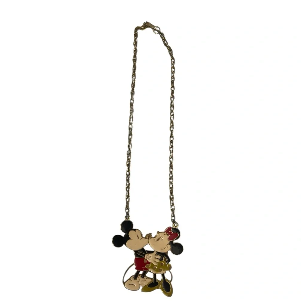 Mickey & Minnie Mouse kissing necklace 1970 -Walt Disney Collections 16 in chain